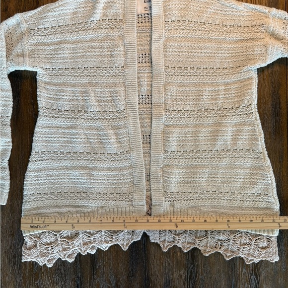 Abercrombie Kids Cream Cardigan Hoodie Sweater with Lace Trim Size 15/16 - Picture 7 of 10